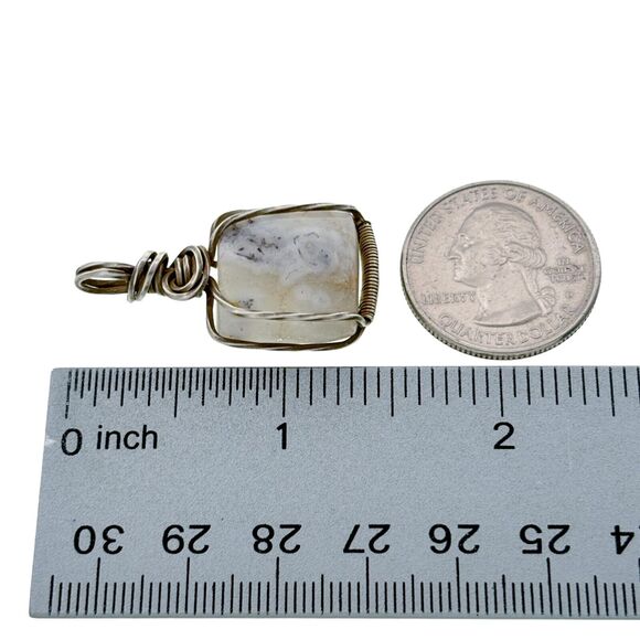 Vintage Wire-Wrapped Dendritic Agate Pendant - Picture 4 of 5